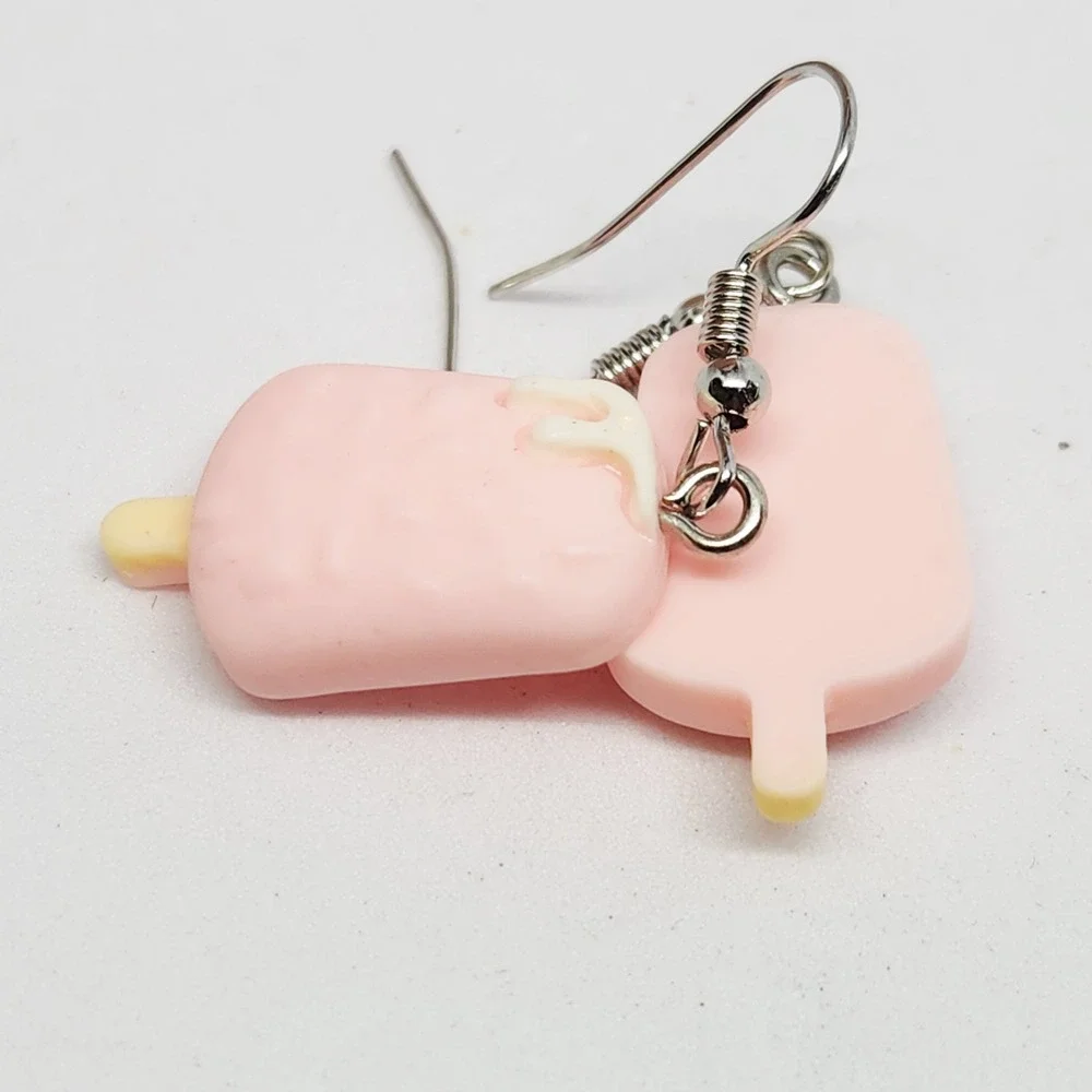 Pink Popsicle Dangle Earrings Novelty Ice Cream‎ Foodie Summer Jewelry NEW
